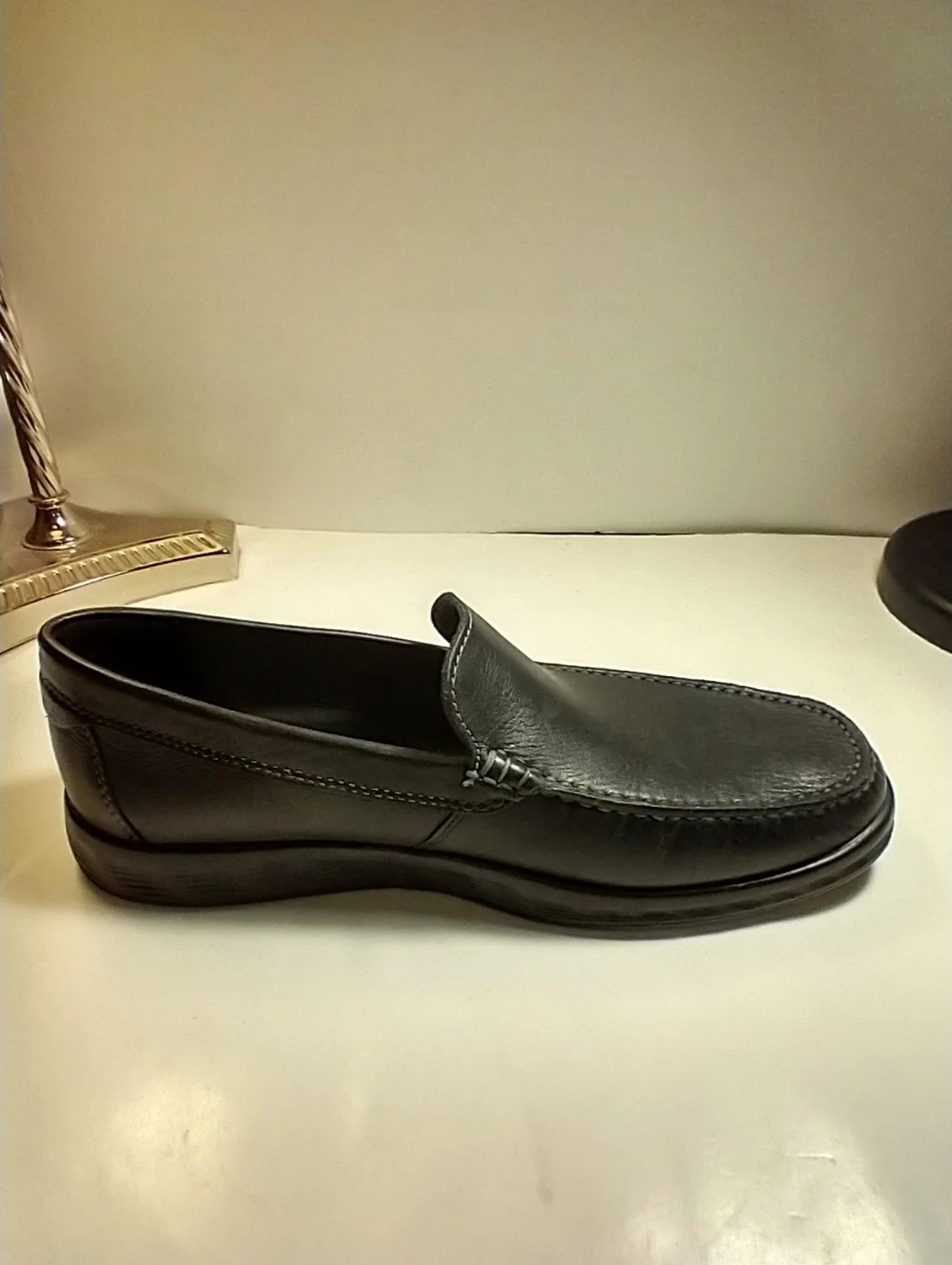 Ecco S Lite Moc Classic Slip On Black Leather Loafers Shoes Men's sz 8(42).